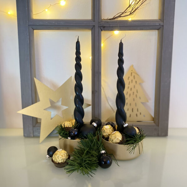 Handgedrehte Stabkerze (Farbe: schwarz) – Bild 2