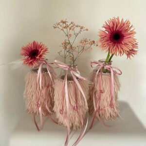 Vase im Plüschmantel: "DIVA/ANGEL"  (rosa)