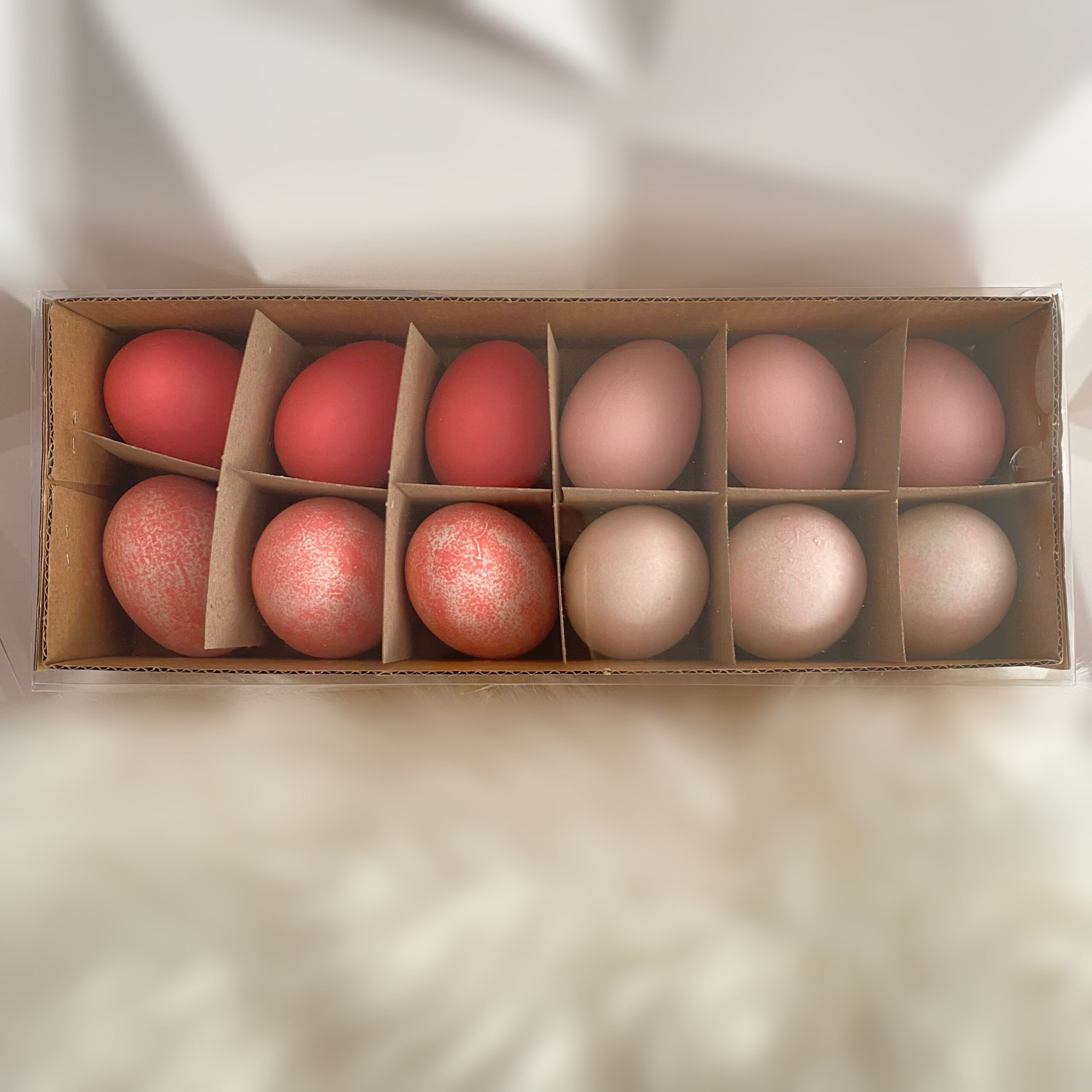 Deko-Hühnereier, natur "MATT"  (12 Stück) Farbe: rosa – Bild 2